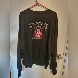 Wisconsin Badgers Black Pullover Crewneck Sweatshirt